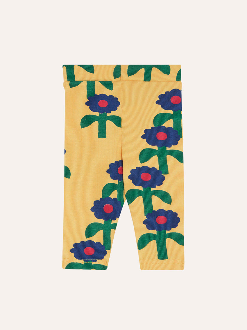 Blue Daisies Baby Leggings Yellow