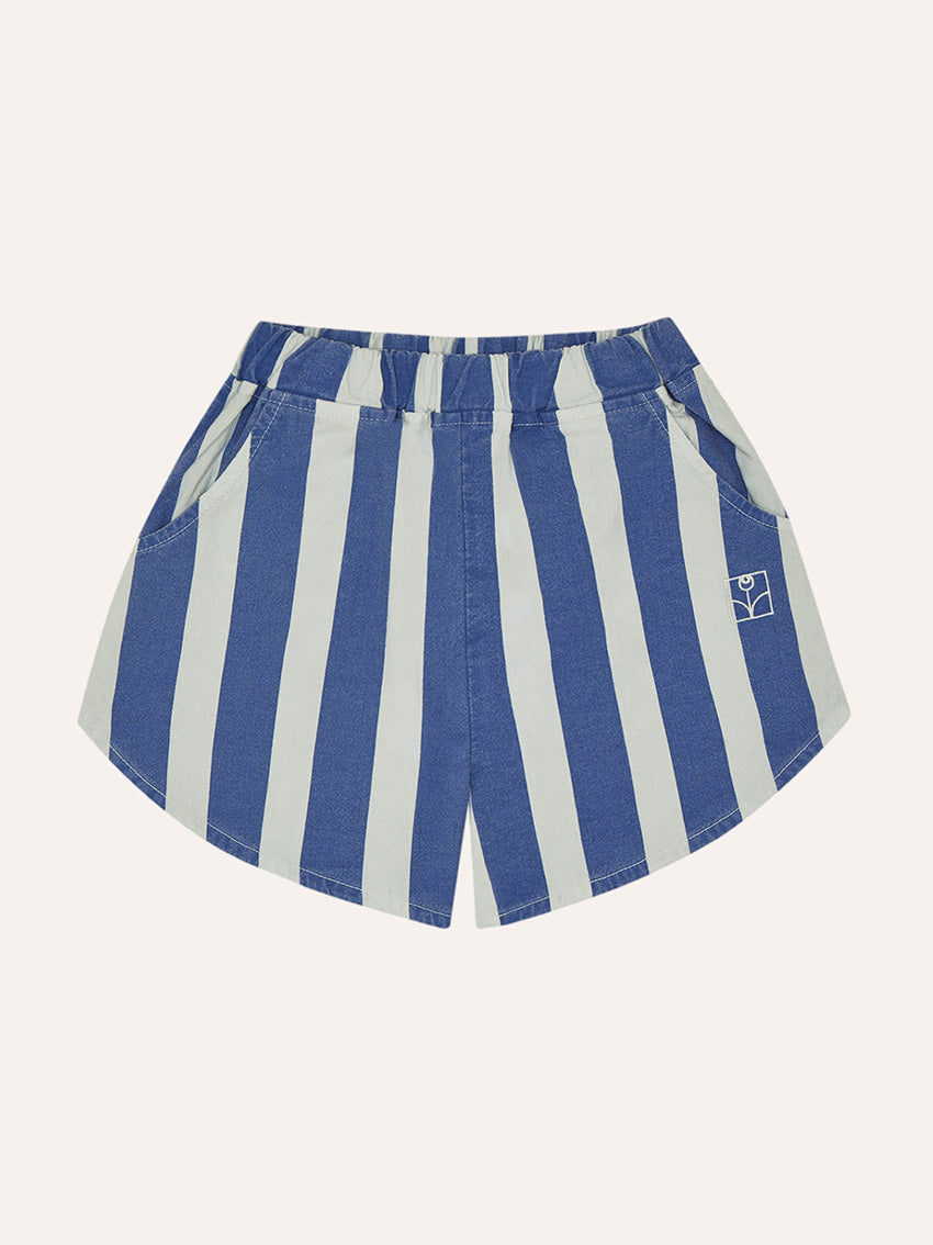 Blue Stripes Washed Shorts