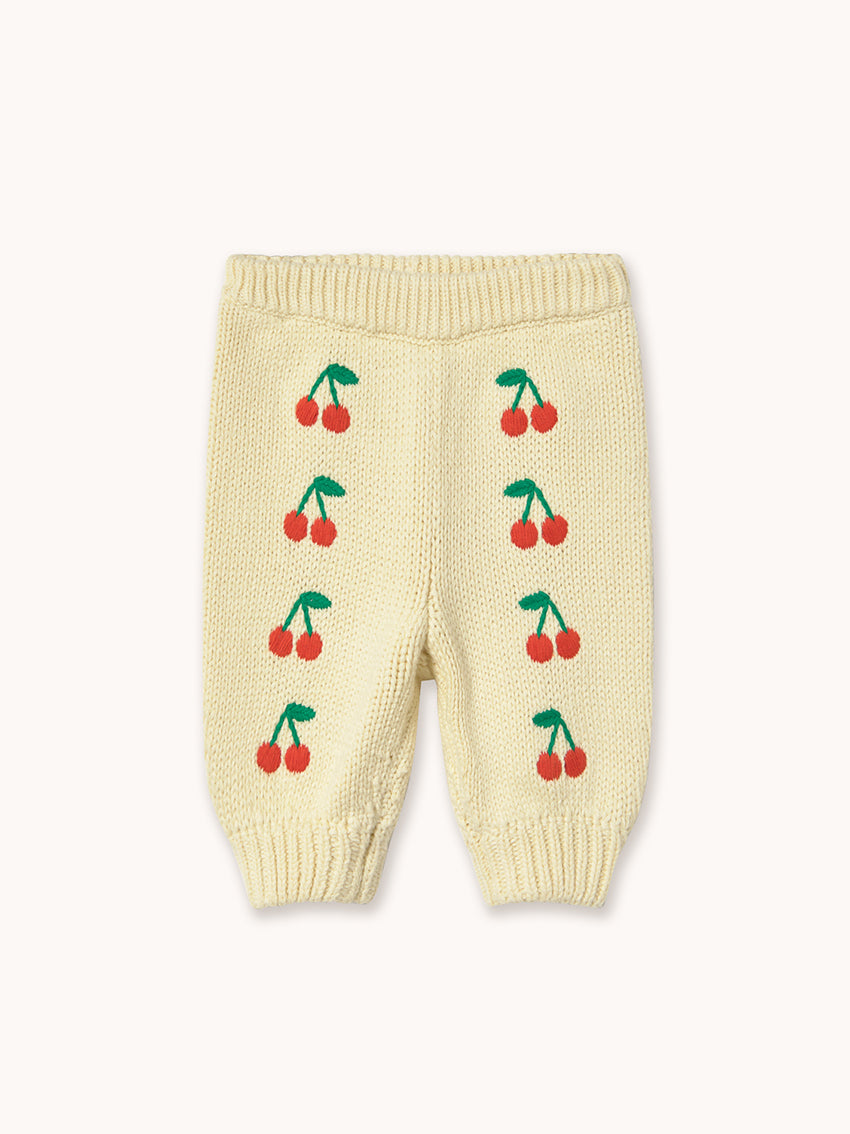 Mini Cherries Knitted Baby Pants Dusty Yellow
