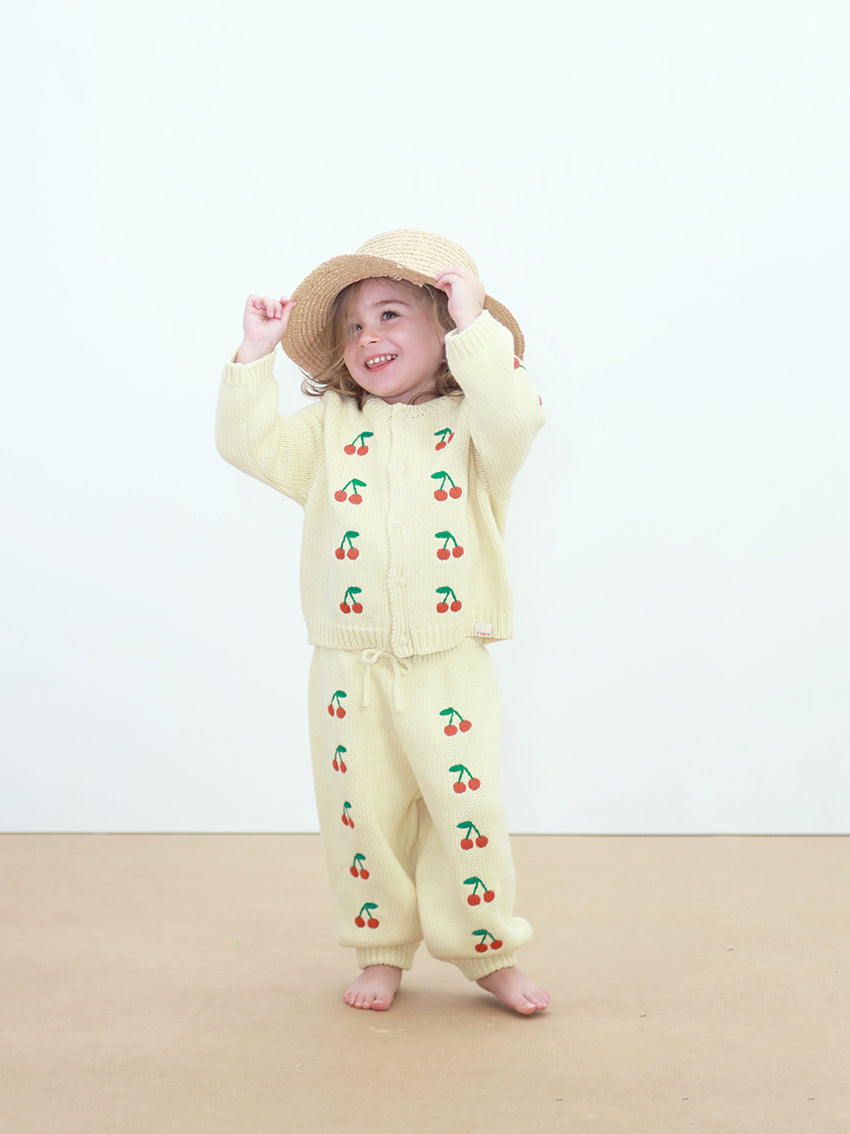 Mini Cherries Knitted Baby Pants Dusty Yellow