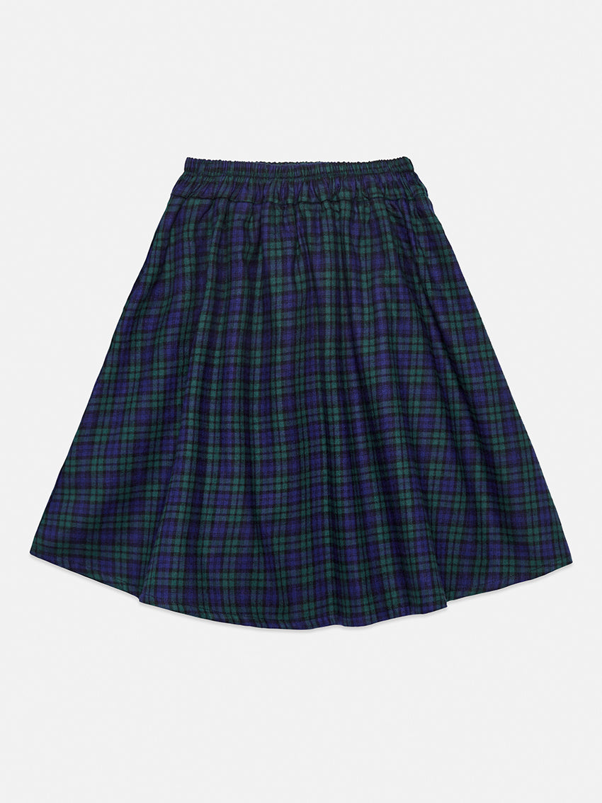 Checkered Skirt Dark Blue