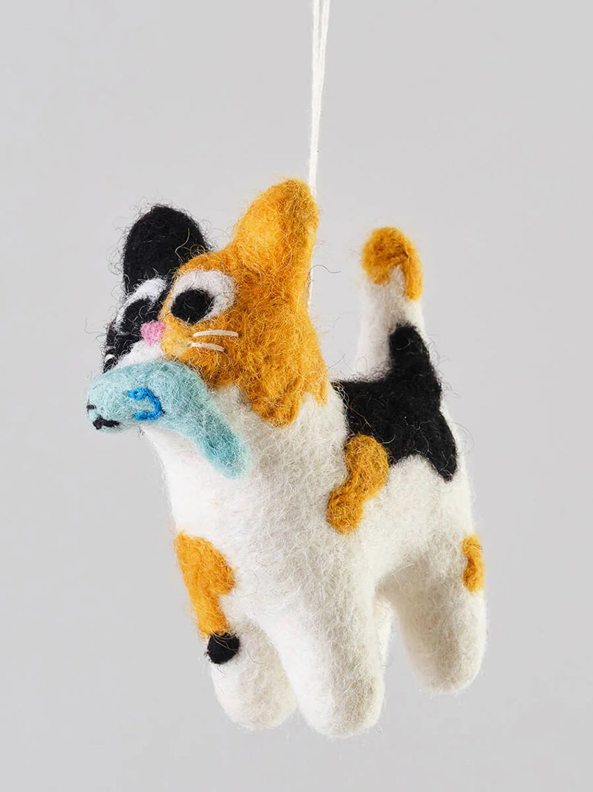Cat with Fish Ornament