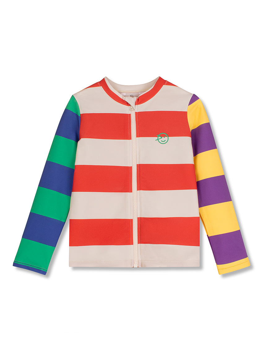 Cloud Rash Vest Pilled Red/Ecru Stripes