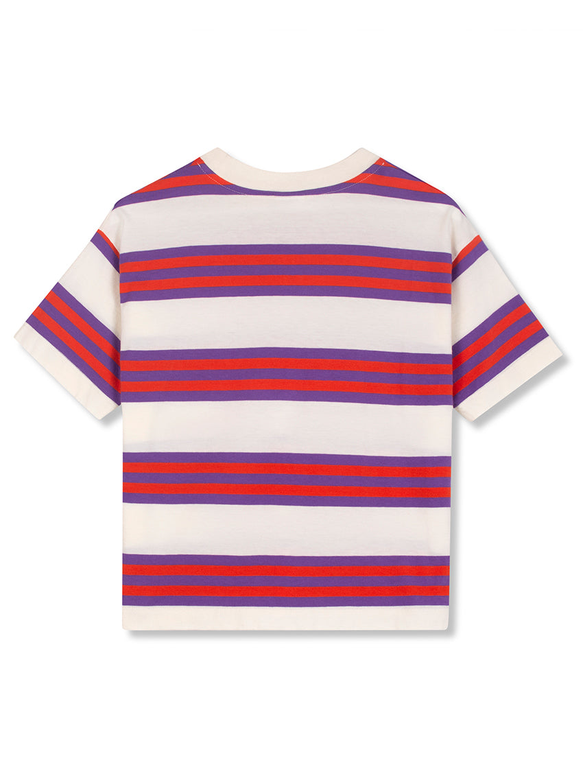 Triple Stripe T-Shirt Violet/Sunglow