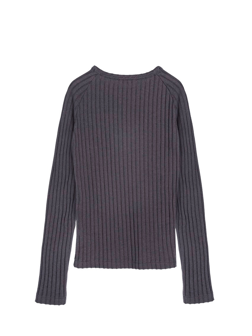 Charlotte Longsleeve Raglan Top Charcoal