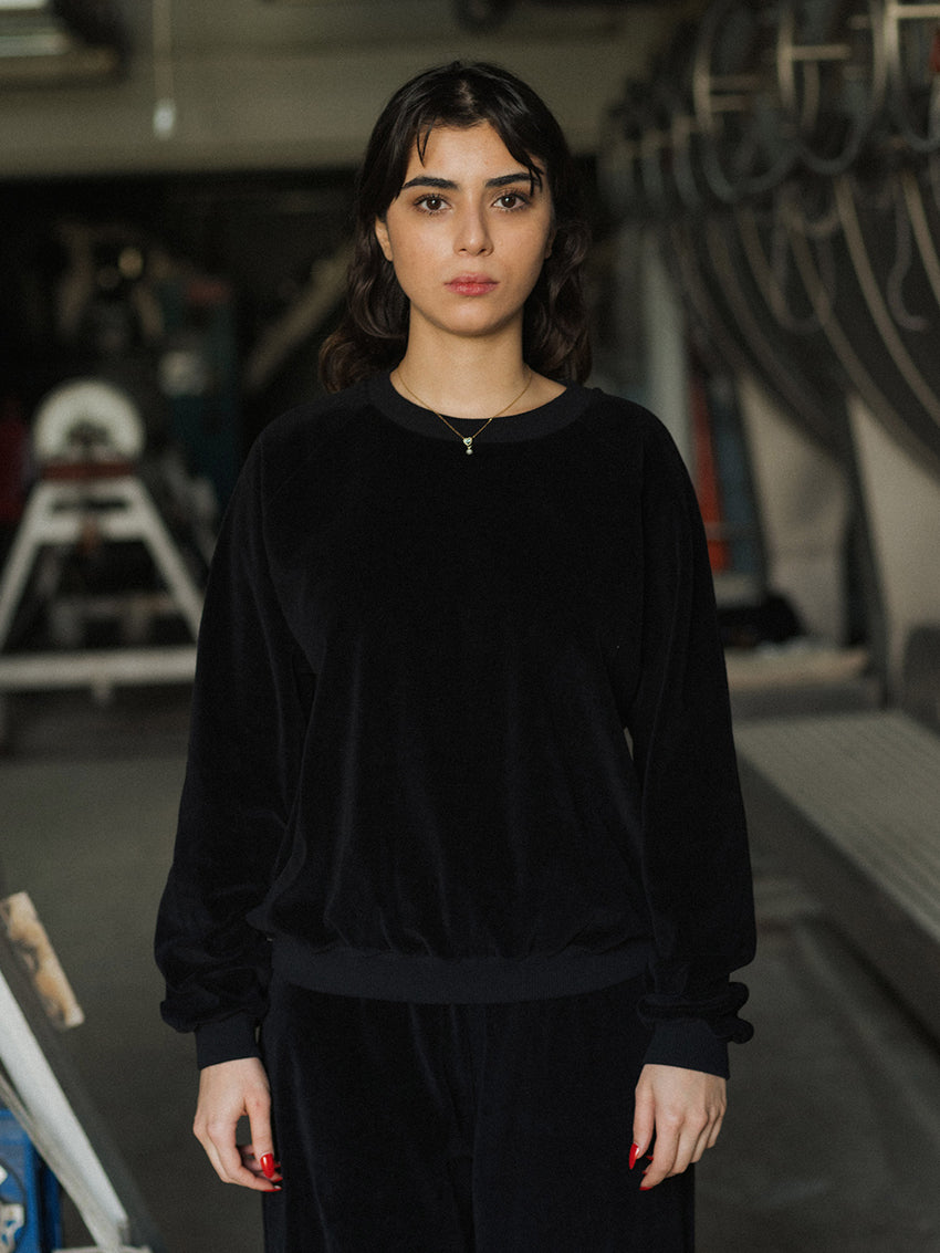 Rim Raglan Sweatshirt Velour Black