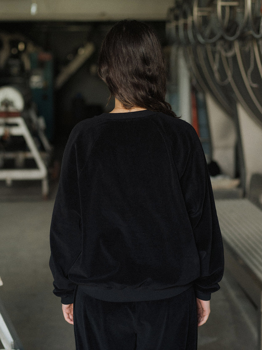 Rim Raglan Sweatshirt Velour Black