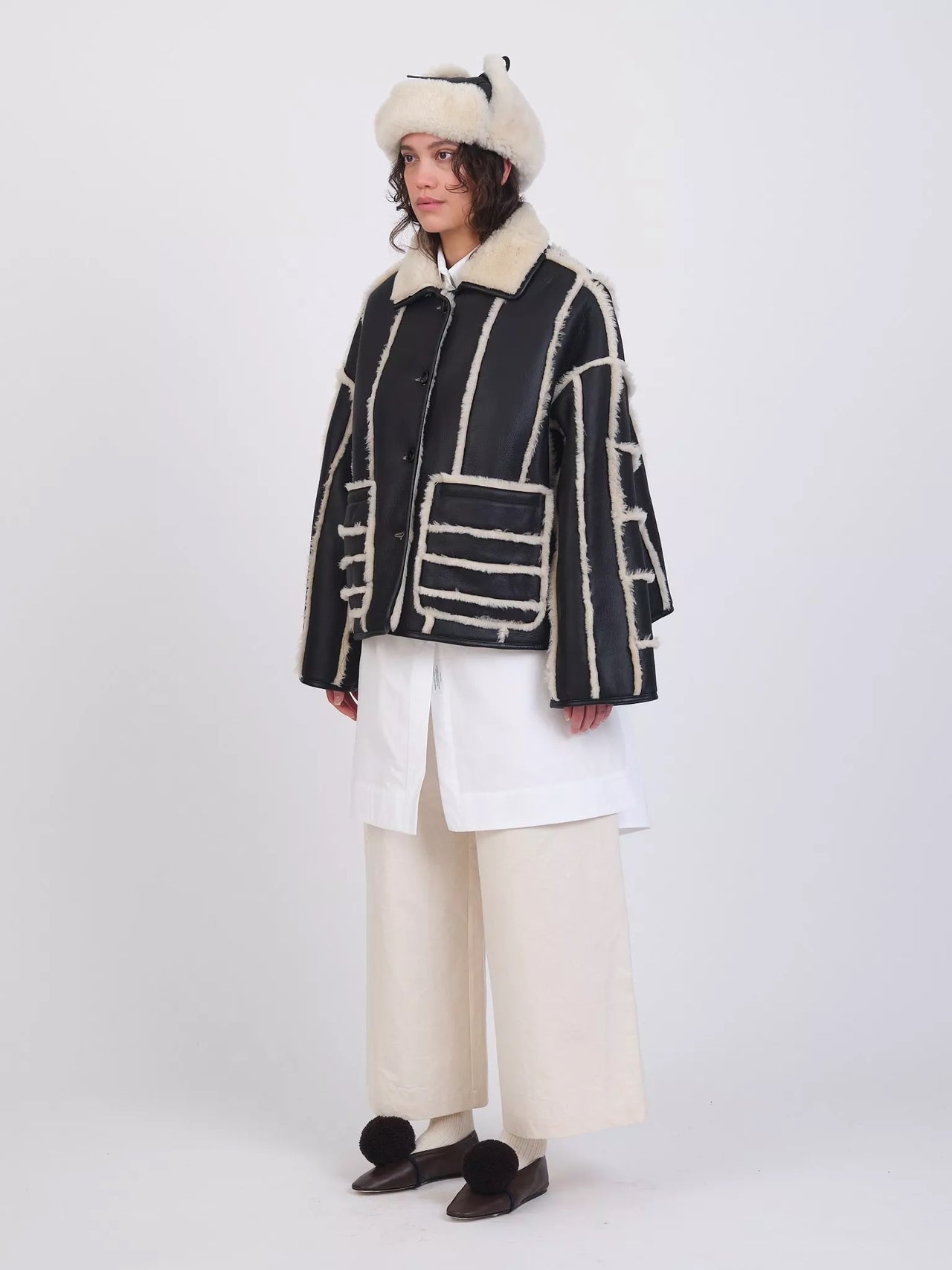 Striped Leather Avis Jacket Chocolate