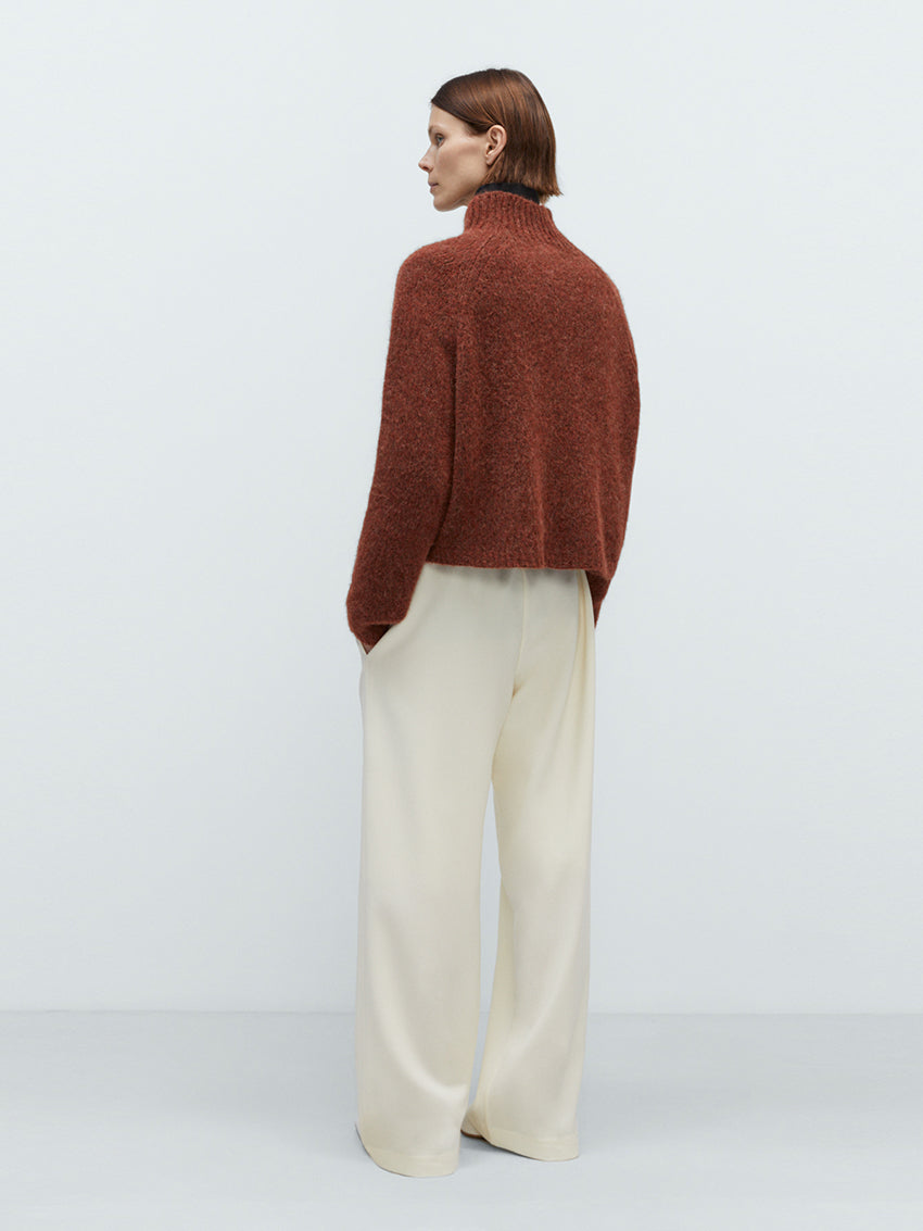 Baby Alpaca Polo Sweater Terracotta