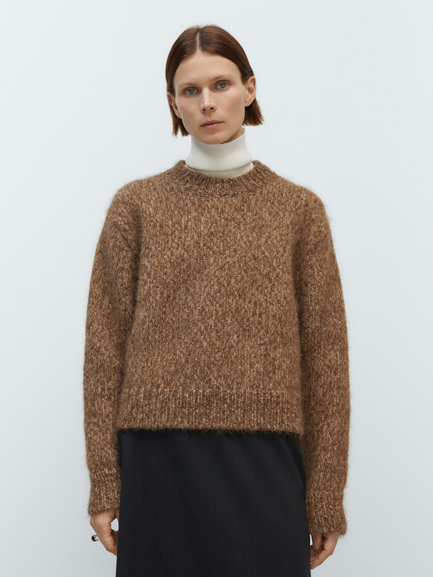 Chunky Knit Sweater Brown Melange
