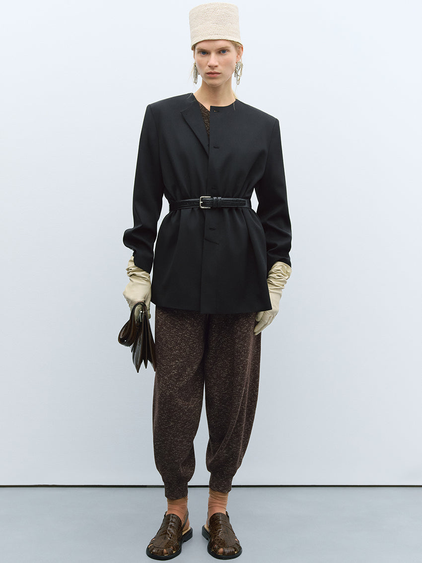 Flecked Cotton Pants Brown