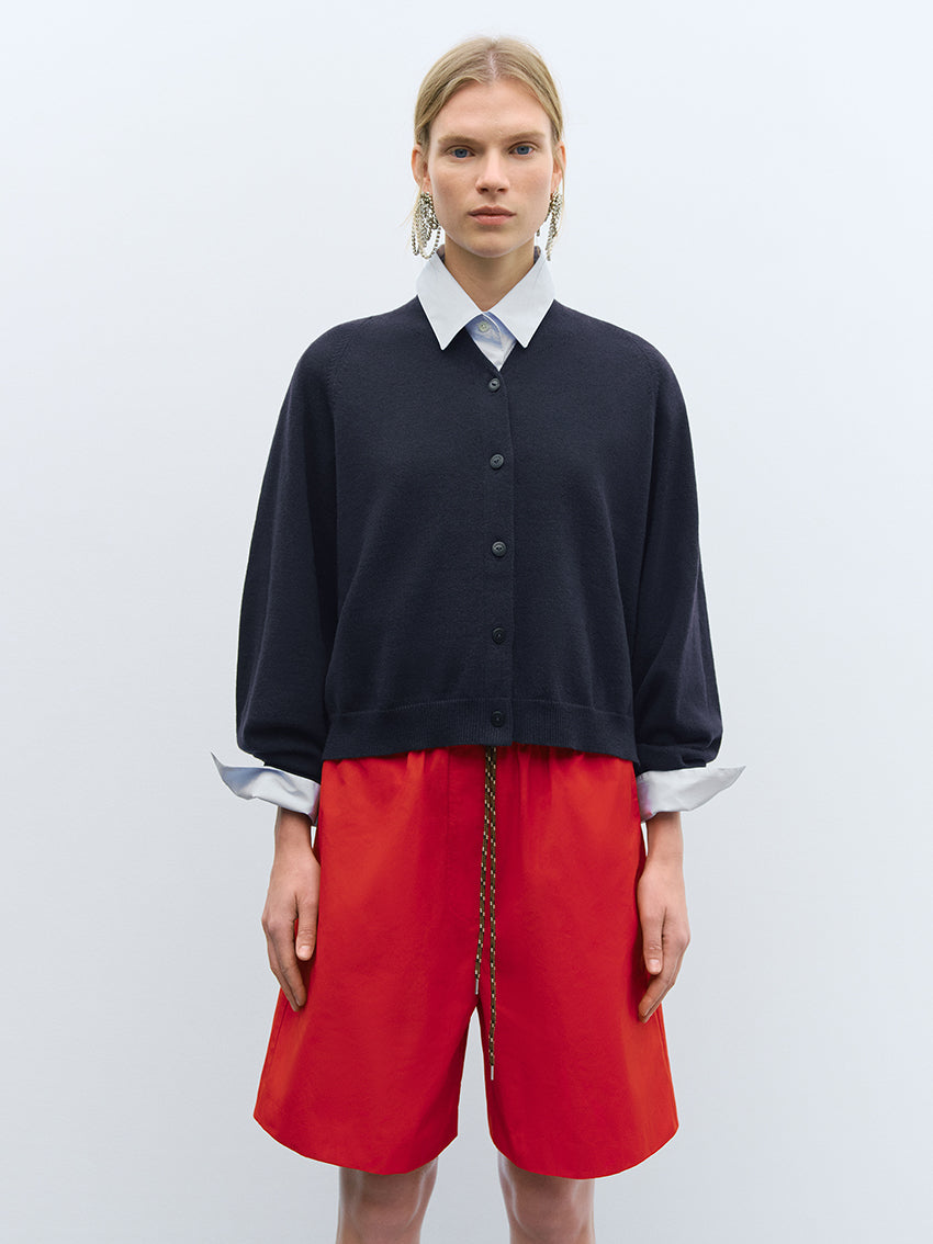 Merino Wool Cardigan Navy