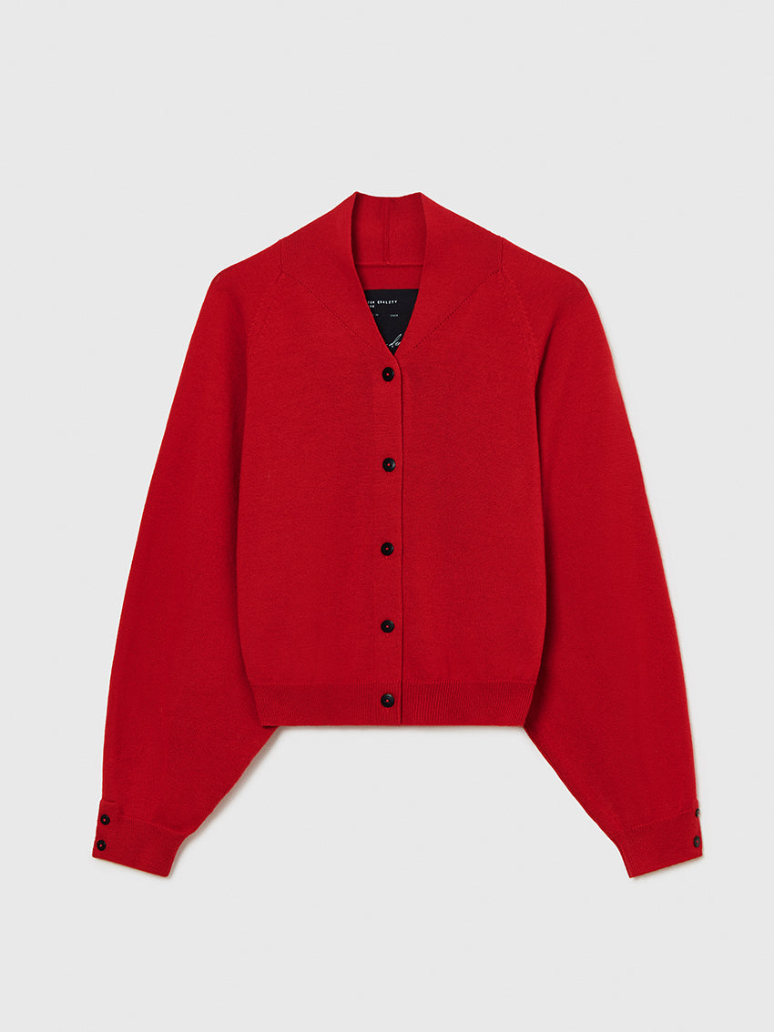Merino Wool Cardigan Red