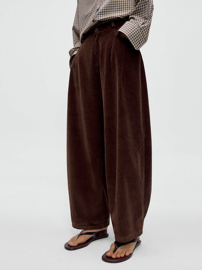 Corduroy Baggy Pants Brown