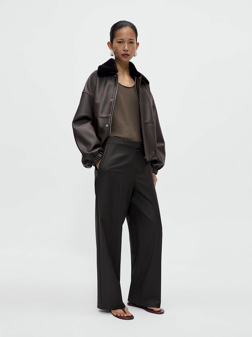 Low Rise Virgin Wool Pants Dark Brown