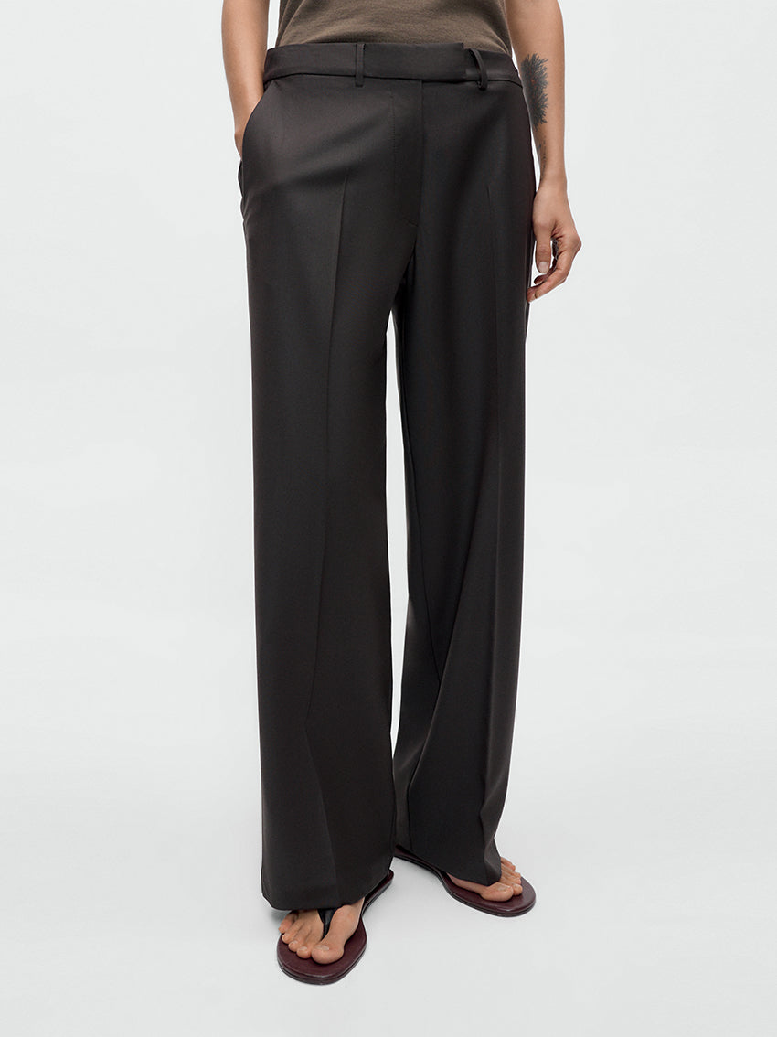 Low Rise Virgin Wool Pants Dark Brown