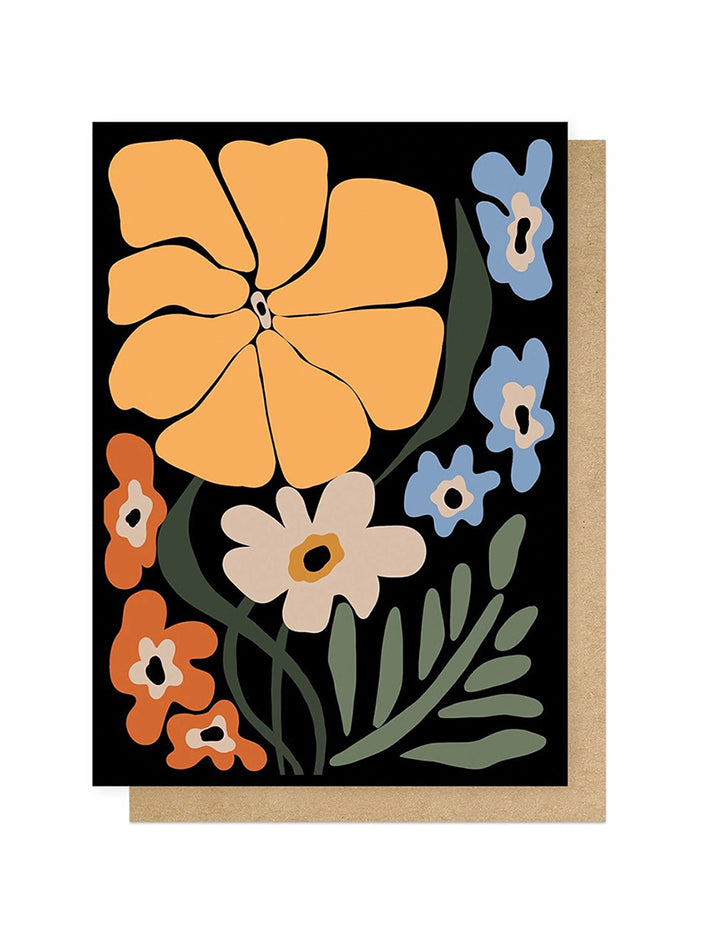 Blooming Big Floral Night Greetings Card