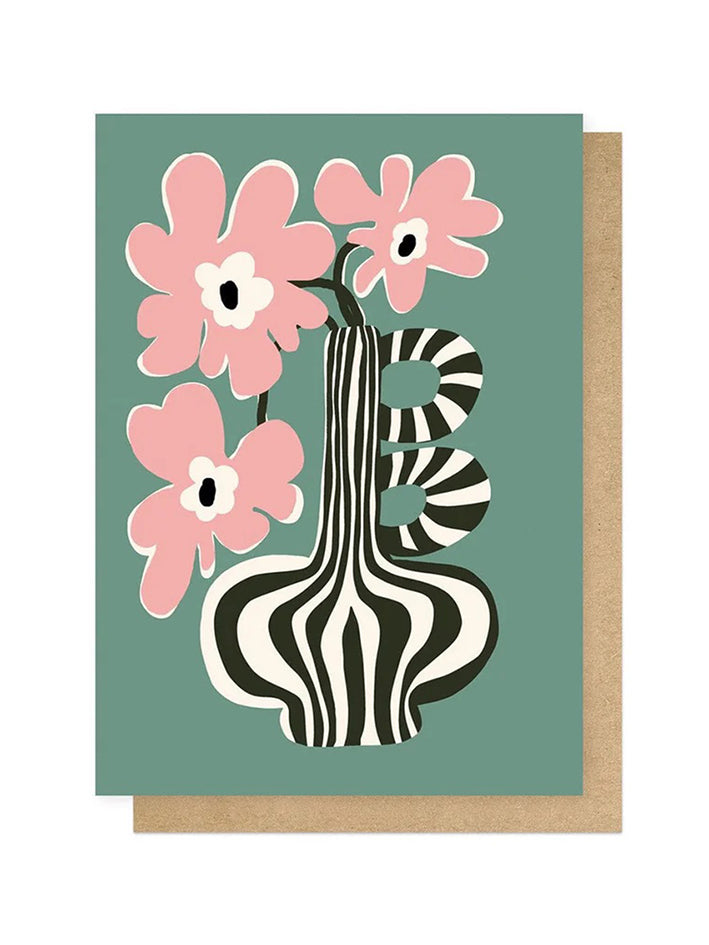 Floral Stripe Greetings Card