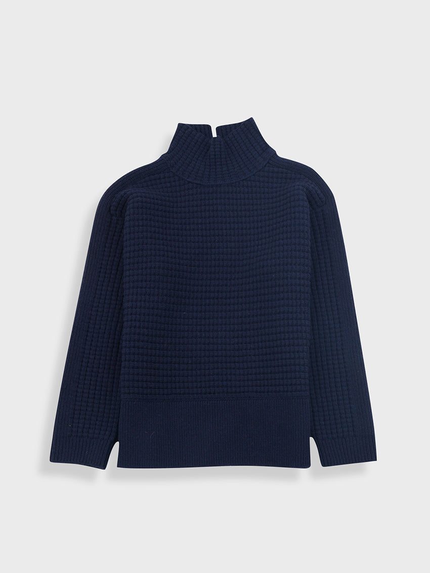 Open Funnel Neck Jumper Navy