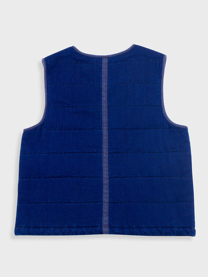 Quilted Gilet Denim Herringbone