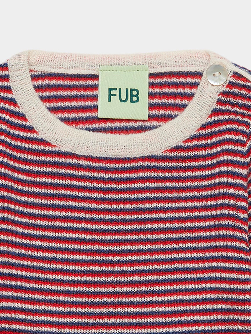 Baby Rib Blouse Ecru/Classic Red/Deep Ind
