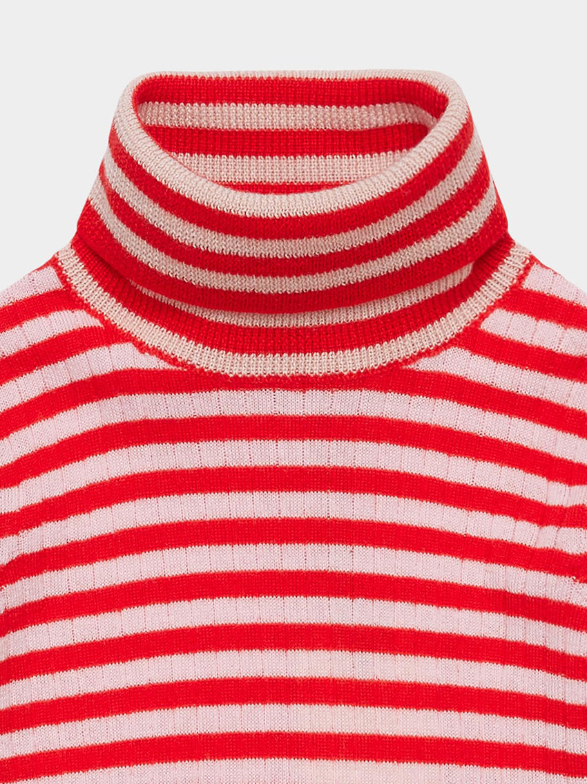 Rollneck Blouse Classic Red/Rose Quartz