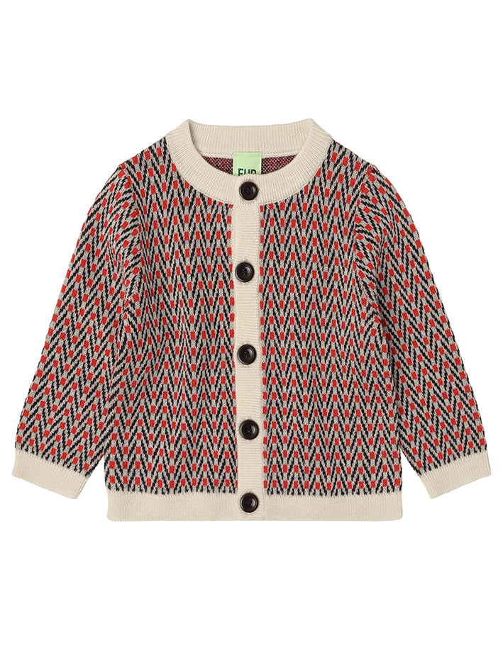 Baby Herringbone Cardigan Ecru