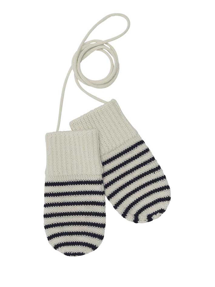 Baby Mittens Ecru Dark Navy