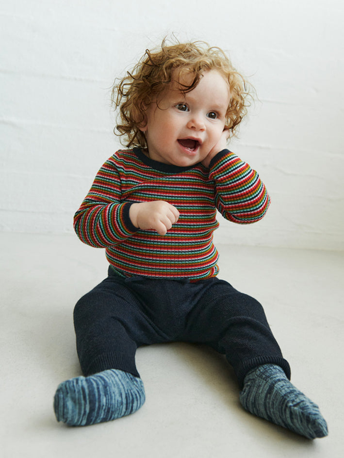 Baby Rib Blouse Multi Stripe