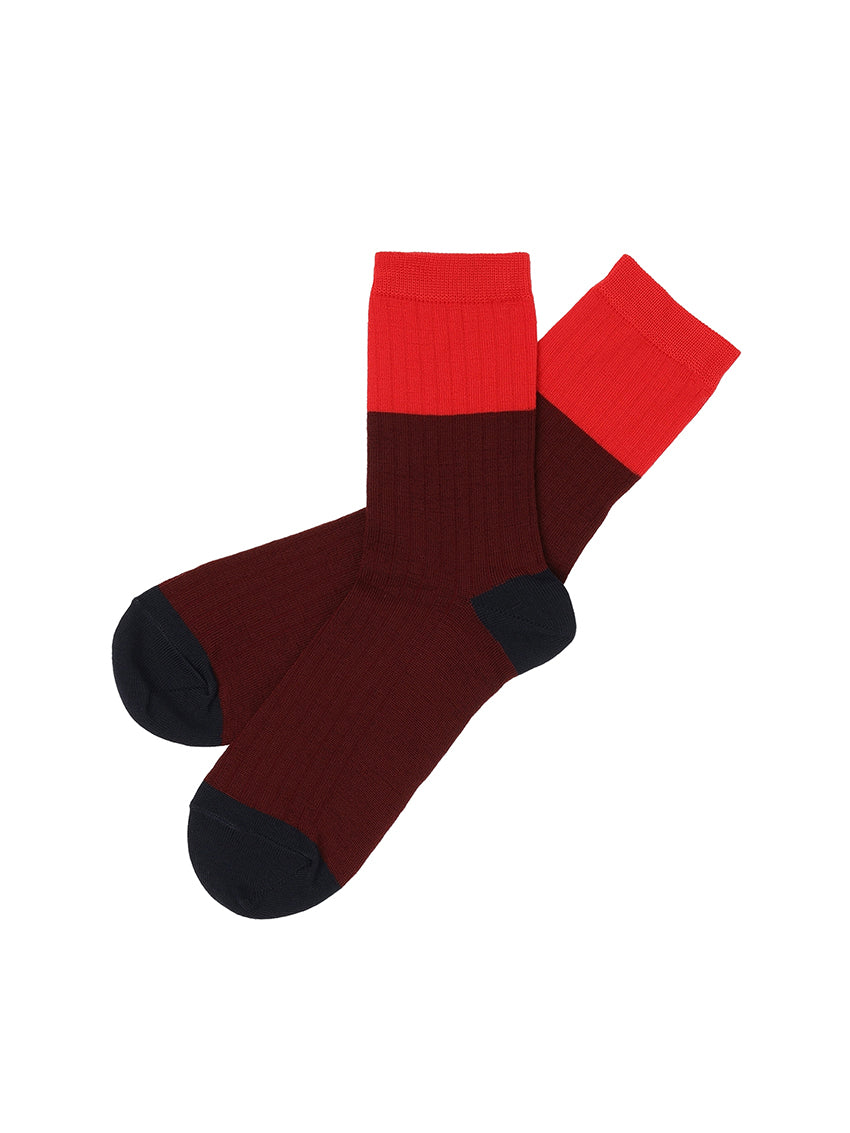 Colour Block Socks Cranberry
