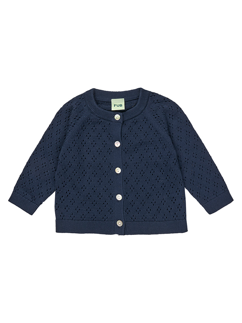 Baby Pointelle Cardigan Dark Navy