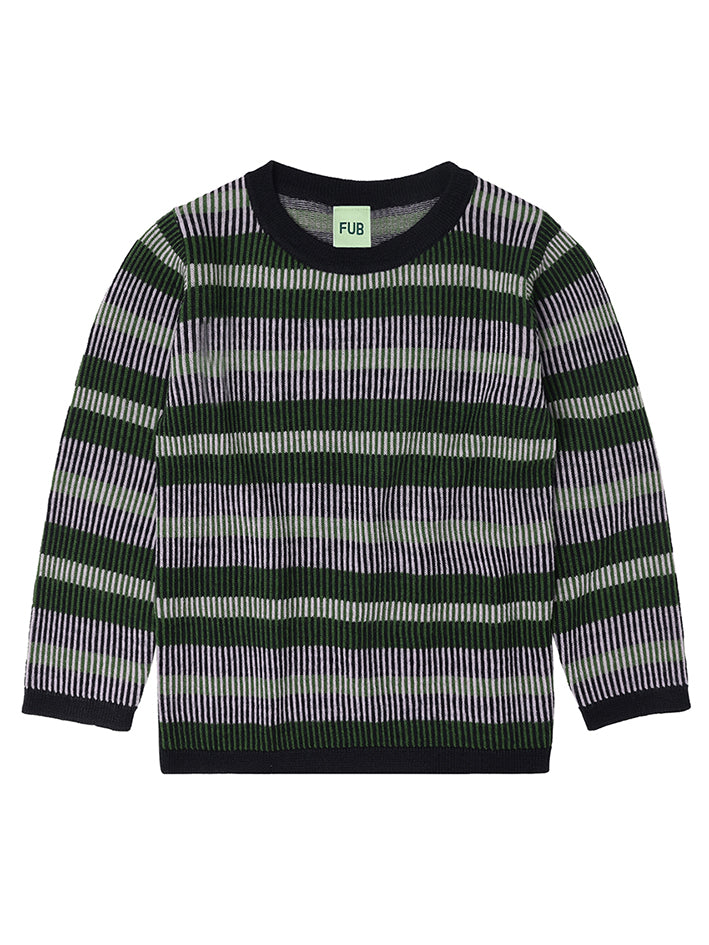Mix Striped Blouse Dark Navy/Forest/Iris