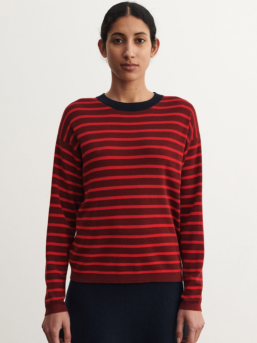 Striped Blouse Cranberry/ Signal Red