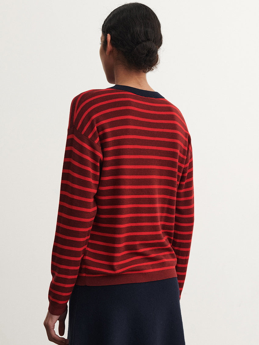 Striped Blouse Cranberry/ Signal Red