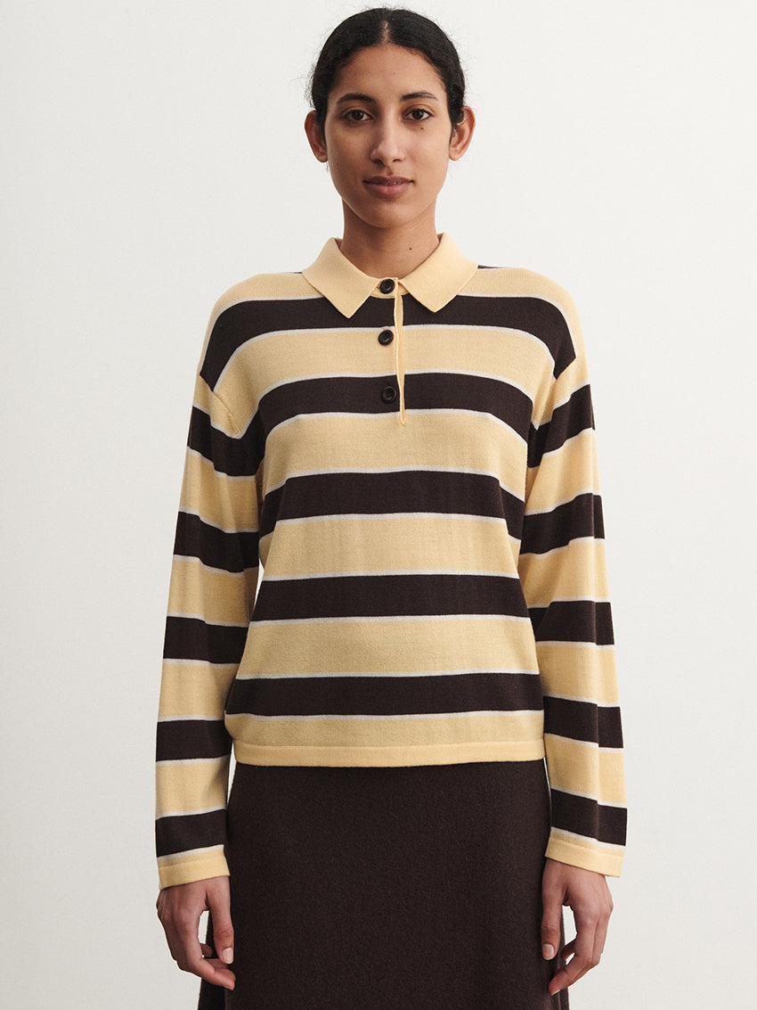 Striped Polo Wheat/ Mocca