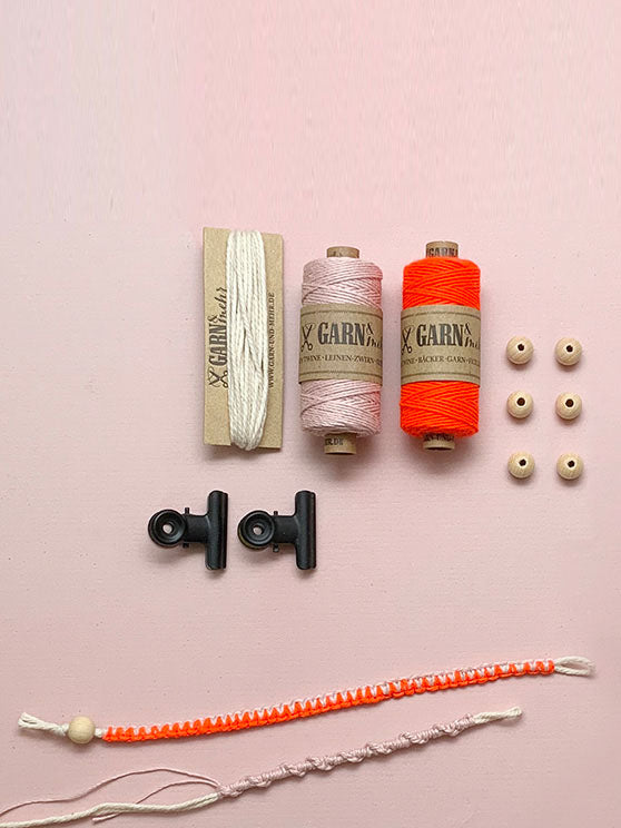 DIY-Set Makramee Bracelets Neon Orange/Powder Pink