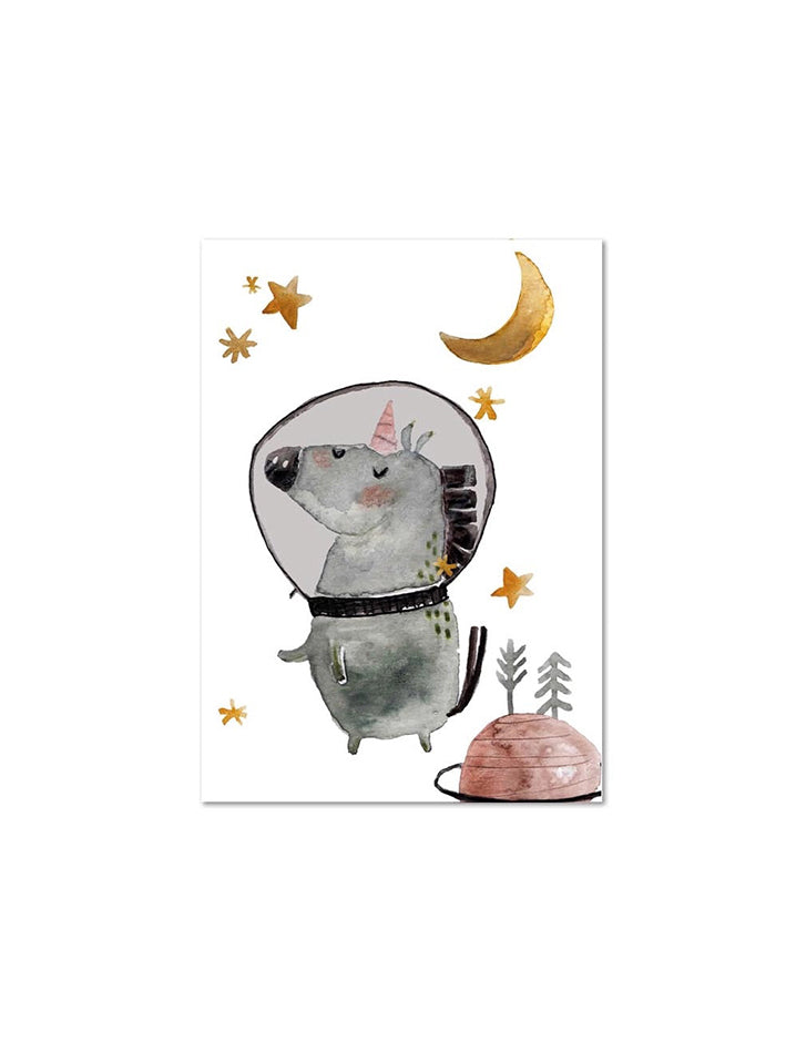 Postcard Unicorn In Space