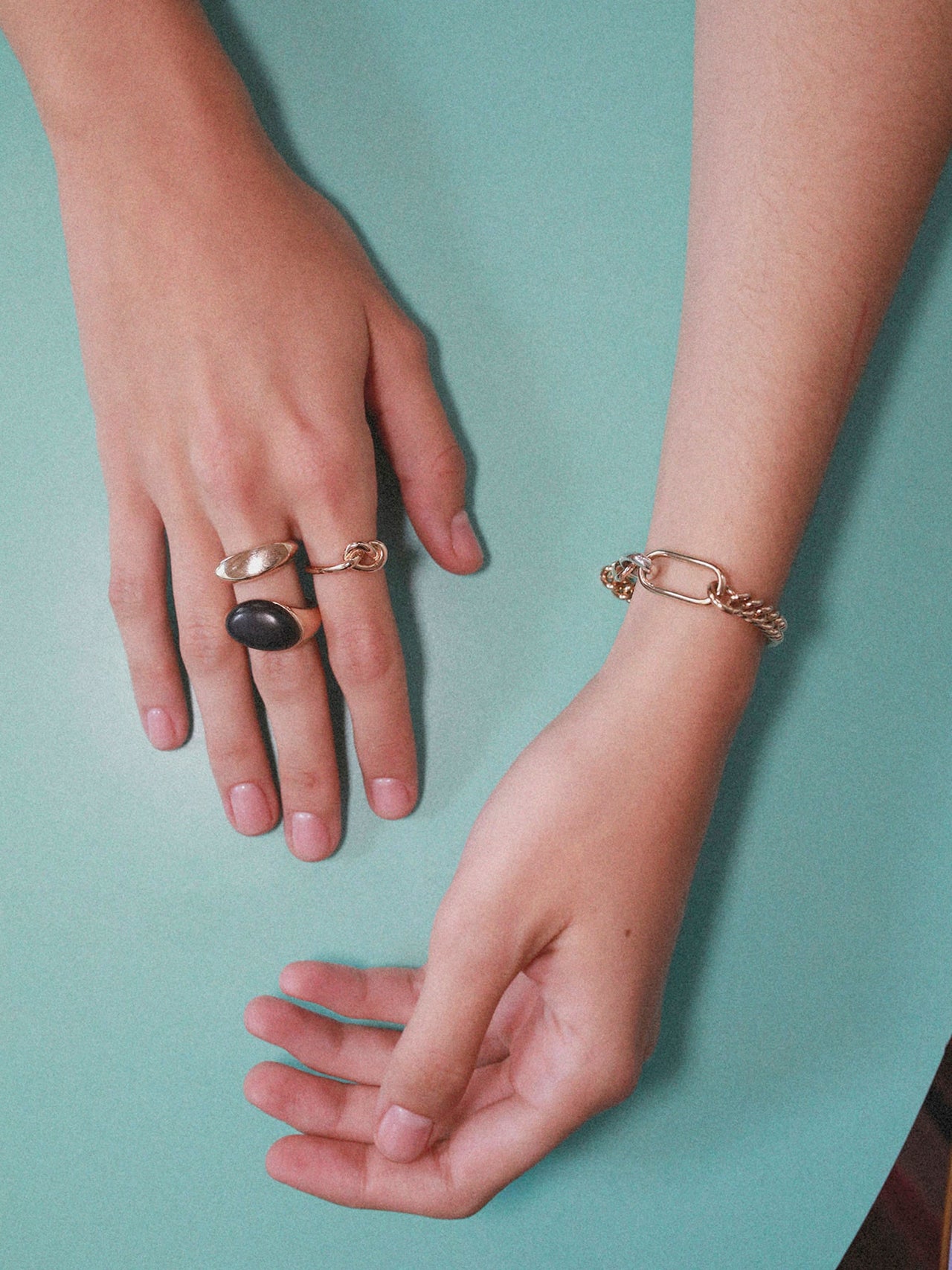 Flat Gold Plated Brass Chain With Link Bracelet