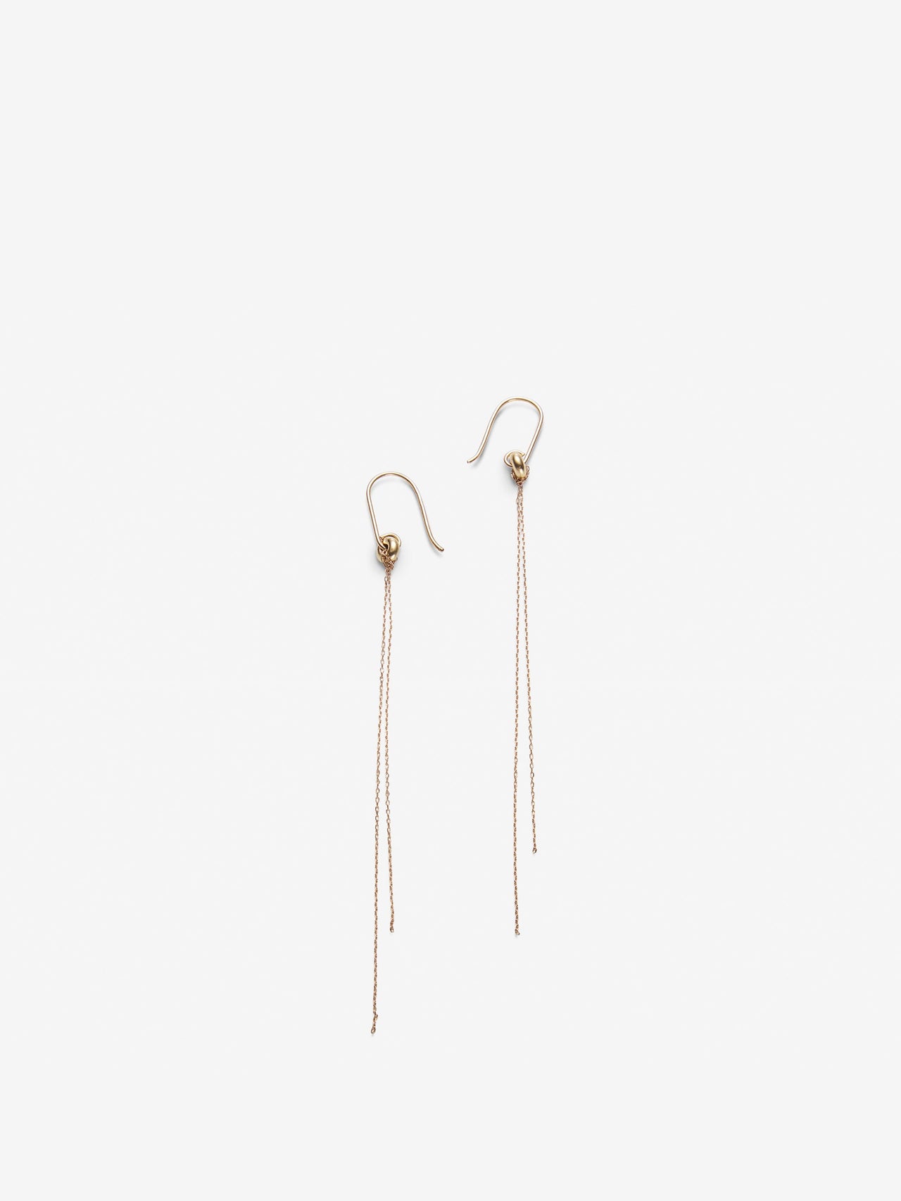 Long 9k Gold Chain Earrings With 18k Gold Beads