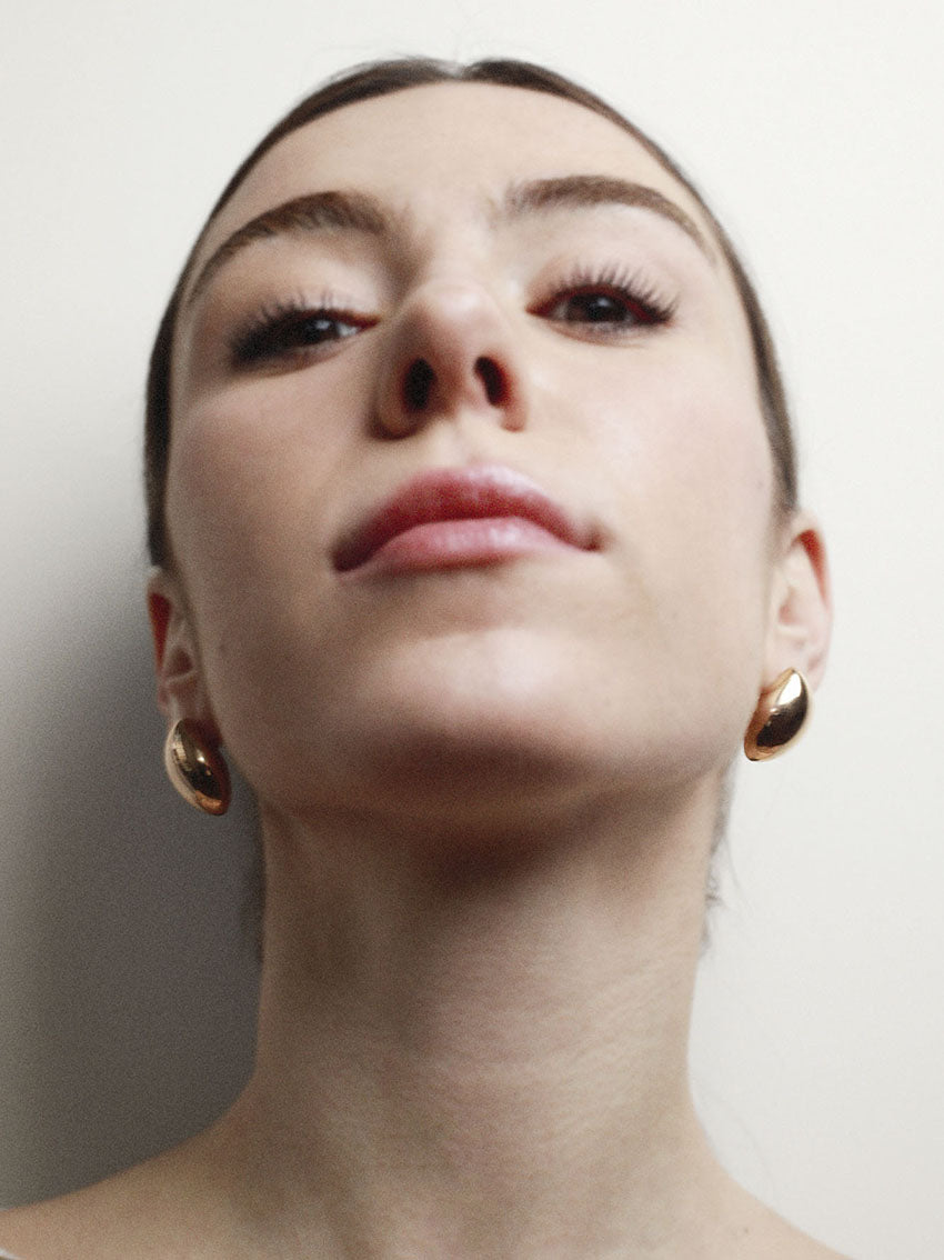 Organic Shape Gold Plated Brass Earrings