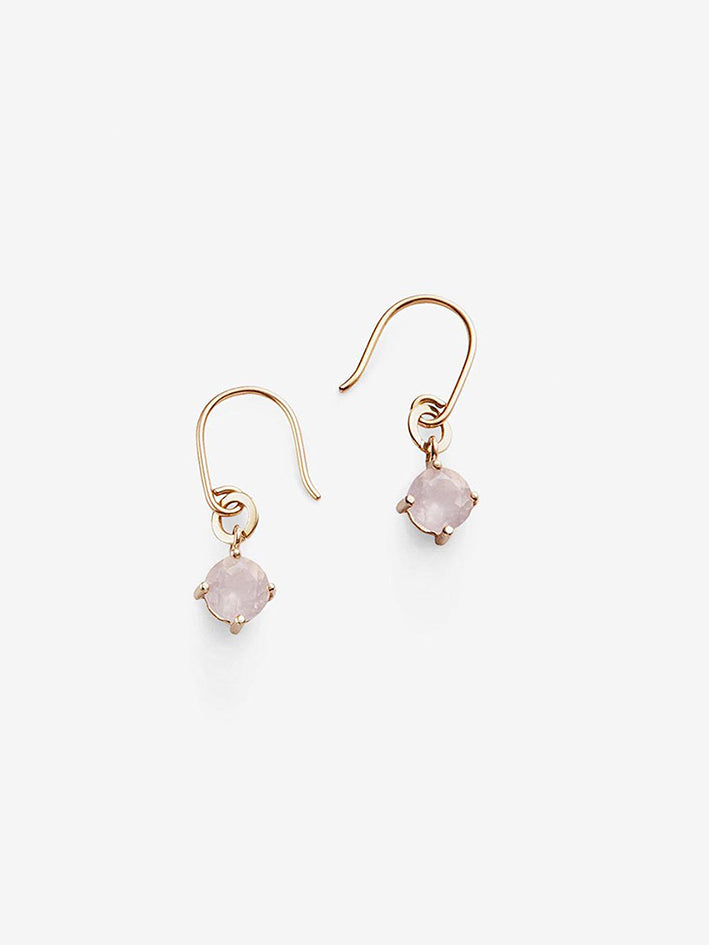 18K Gold Earrings With Pink Quartz
