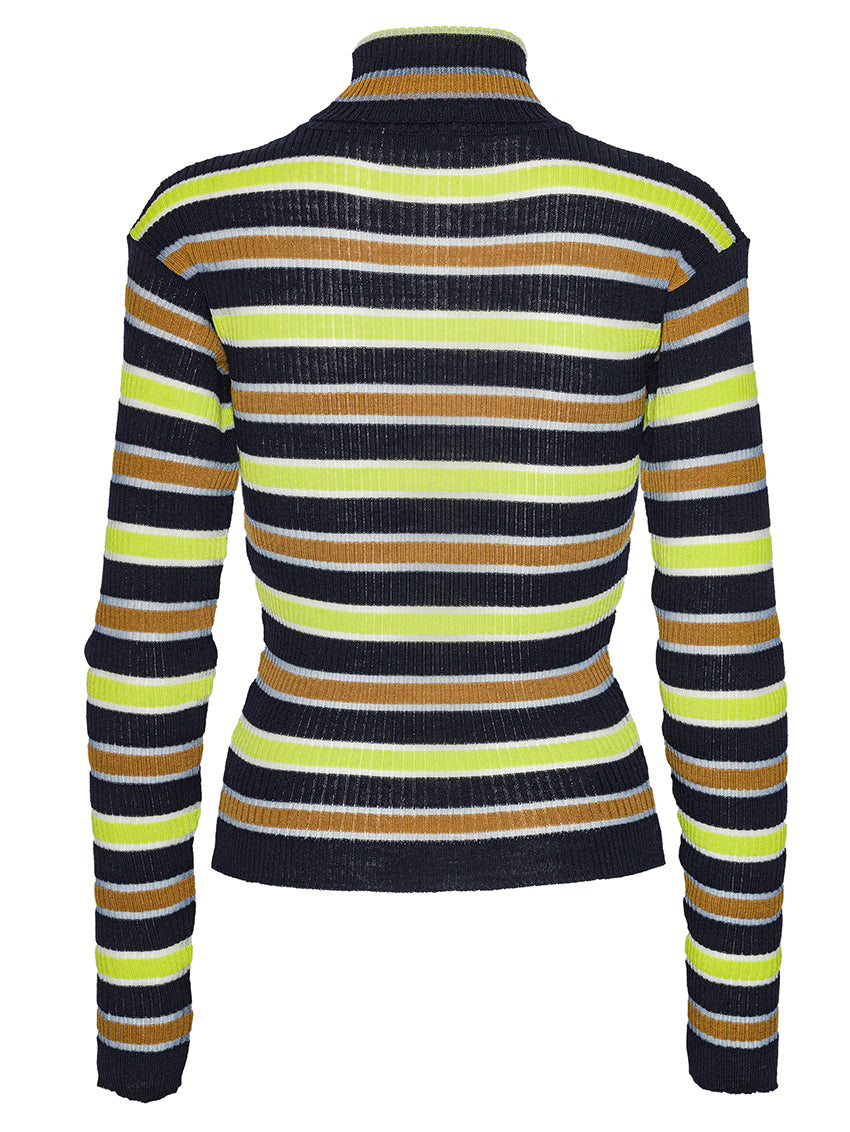 Line Turtleneck Navy Stripes