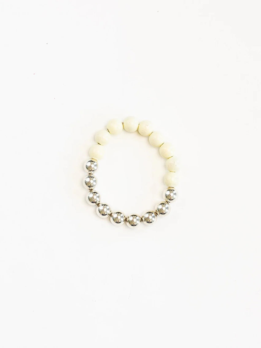 Pearl Bracelet Silver/Wood Opal