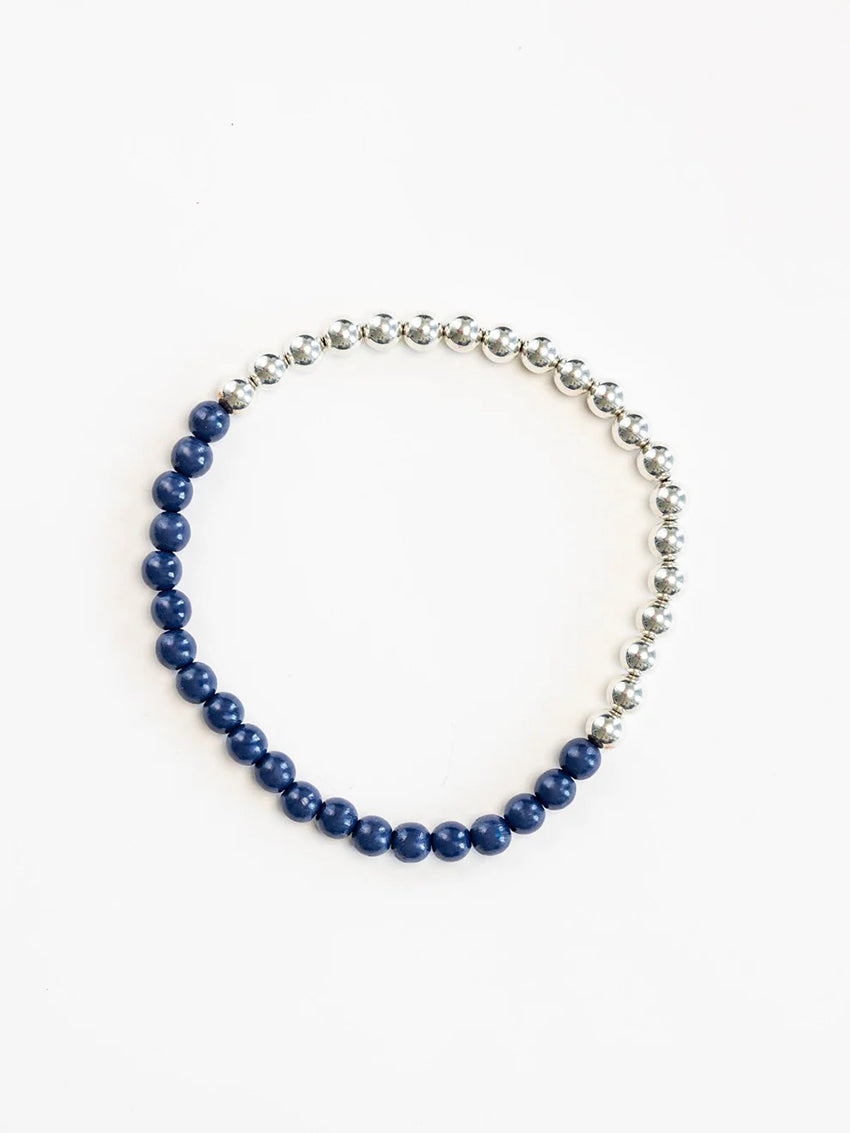 Pearl Necklace Silver/Wood Blueberry