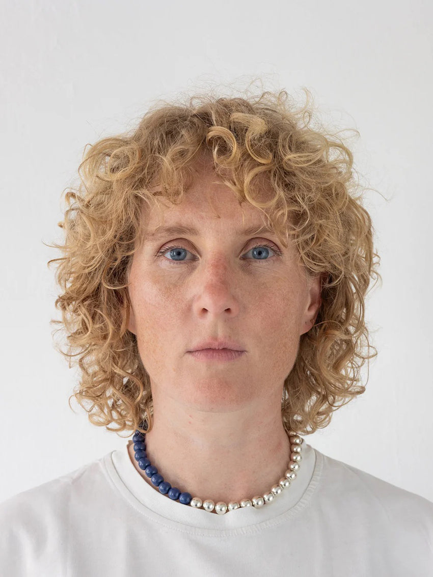 Pearl Necklace Silver/Wood Blueberry