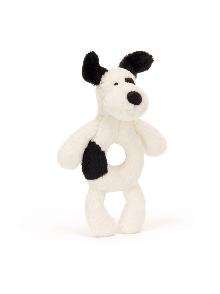 Bashful Black&Cream Puppy Ring Rattle