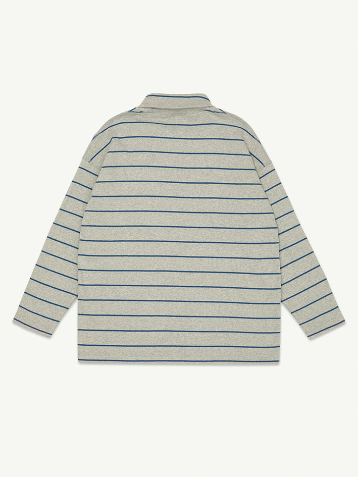 Roll Neck Rib Top grey Melange Stripe