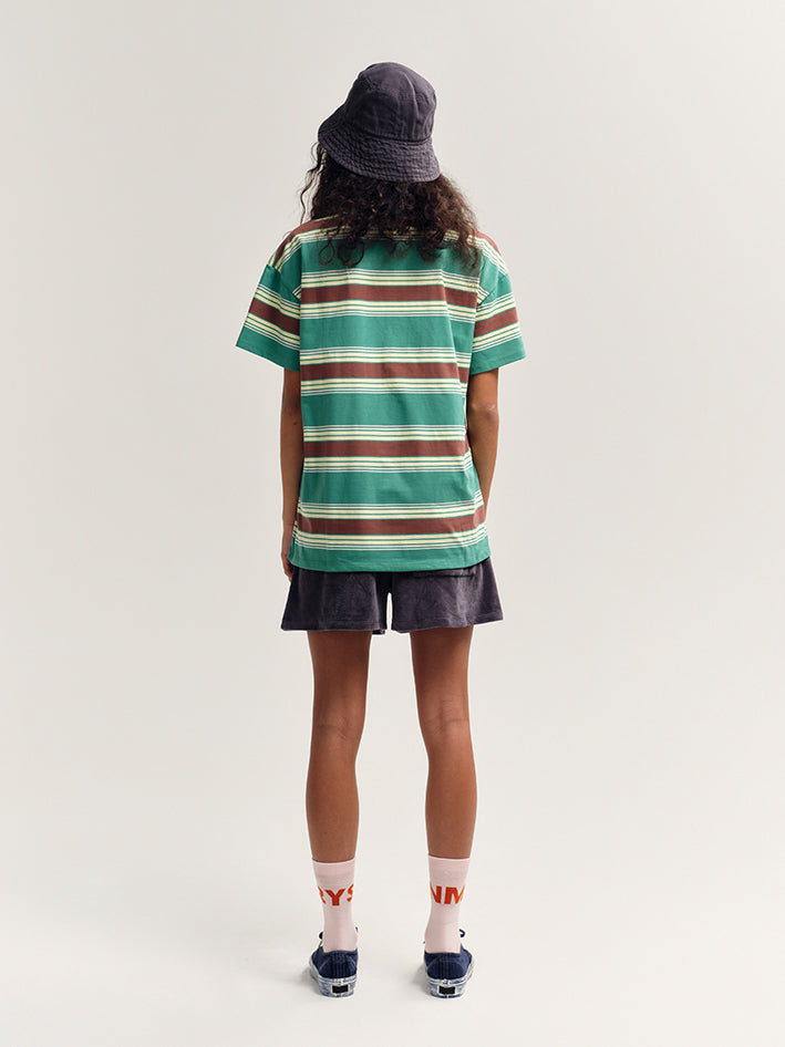 Loose Tee Bottle Green Stripe