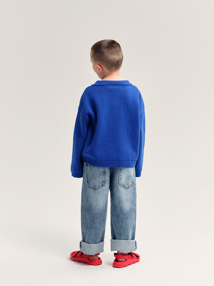 Polo Sweatshirt Blue Knit