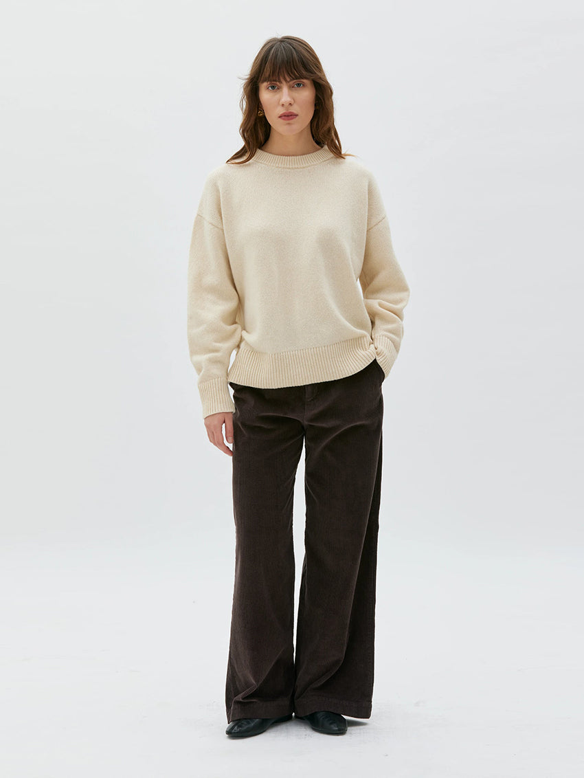 Aya Wide Leg Corduroy Trousers Cocoa Brown
